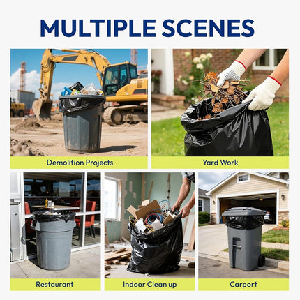 KeenEcho 200L Heavy Duty Garbage Bags 30 Count, 30 μm, Strong Black Bin Liners, Leakproof Star Seal for Construction, Yard, Demolition Debris