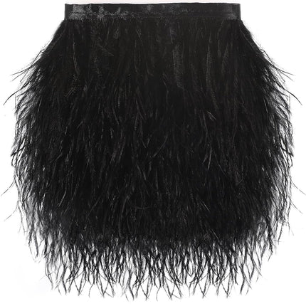 SOGUGOM Black Ostrich Feather Trim - 1.5Ply 2Yards