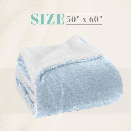 Jeté de lit élégant et confortable, réversible sherpa et flanelle, ultra-doux, duveteux, douillet et moelleux - Jeté de lit décoratif léger toutes saisons, 127 x 152 cm, Jeté uni en sherpa, Aqua