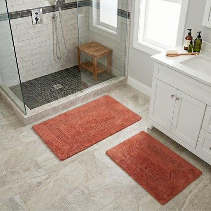 Bedford Home 100 Percent Cotton 2 Piece Reversible Rug Set - Brick
