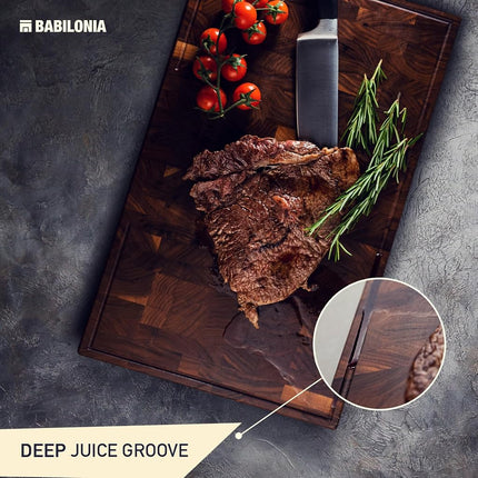 American Walnut Wood Cutting Board, End Grain Butcher Block for Kitchen