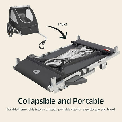 Retrospec Rover Remolque de Bicicleta para Niños - Remolque Plegable/Desmontable para Bicicleta con Ruedas de 16", Reflectores de Seguridad y Compartimento de Almacenamiento Trasero para Niños de Uno o Dos Pasajeros - Negro