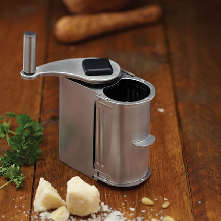 KitchenCraft World of Flavours Rotary Action Parmesan Cheese Grater, Stainless Steel