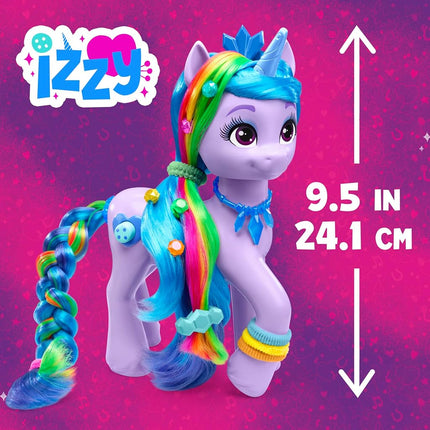 My Little Pony: Tell Your Tale Rainbow Styles Izzy Moonbow, Hair Styling Figure with Sounds, 9.5-inch Unicorn Toys for Girls and Boys Ages 4+