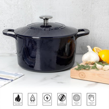 Martha Stewart Gatwick 4 Quart Enamel Cast Iron Dutch Oven - Navy Blue