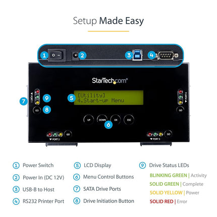 StarTech 4-Bay 2.5/3.5in SATA Hard Drive Eraser, 5Gbps, DoD (SATERASER4)