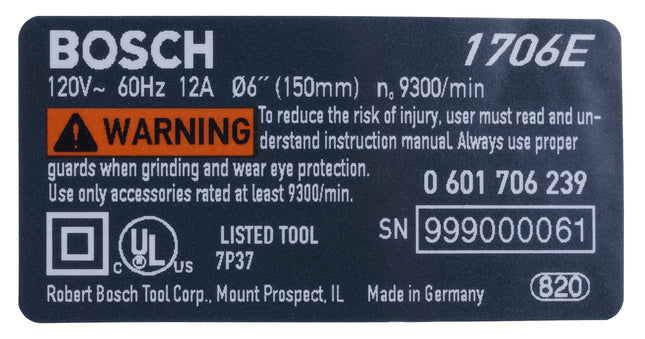Bosch Parts 1601118F72 Nameplate
