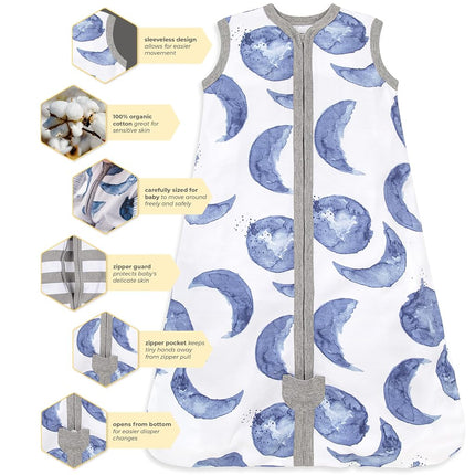 Burt's Bees Baby Beekeeper Wearable Blanket, 100% Organic Cotton, Swaddle Bag, Hello Moon, S