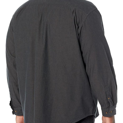 Carhartt Men's Original Fit Long Sleeve Work Utility Button Down Shirt, Black Chambray, XL Tall