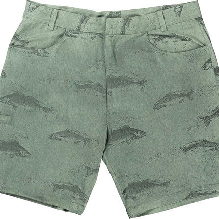 Legendary Whitetails Men's Water Activated Fish Print 9 Inch Inseam Boardshort, Blue Spruce, 32