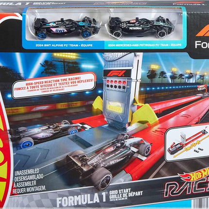 Hot Wheels Racing Formula 1 Grid Start Track Set & 2 Toy Cars
