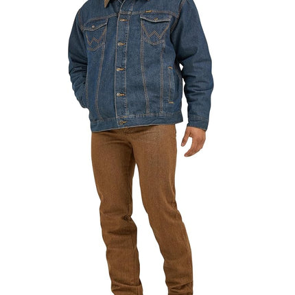 Wrangler Men's Cowboy Cut Western Lined Denim Jacket, Denim/Blanket, US Large Tall