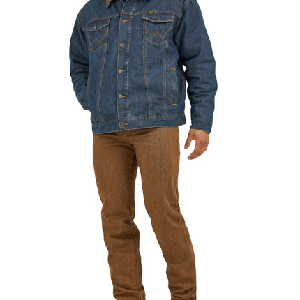 Chaqueta vaquera forrada estilo Western Wrangler para hombre, vaquero/manta, XXL alto