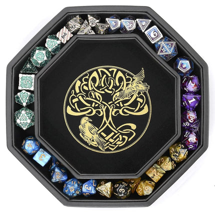 Premium Dice Tray for DND, Detailed World Tree & Wolf Raven Design – 23 CM