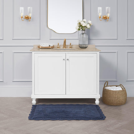 Laura Ashley Crochet Cotton 24x40 Bath Rug, Indigo