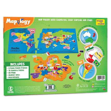 Imagimake: Mapology World with Flags & Capitals- with Country Shaped Pieces- Jigsaw Puzzle and Educational Toy for Boys and Girls Above 5 Years- Excellent Birthday Gift