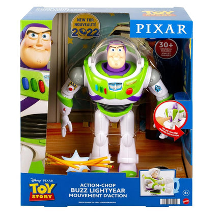 Mattel Disney and Pixar Toy Story Talking Buzz Lightyear Action Figure with Motion, Action Chop 10-inch Collectible with 30+ Sounds & Phrases, HFY34