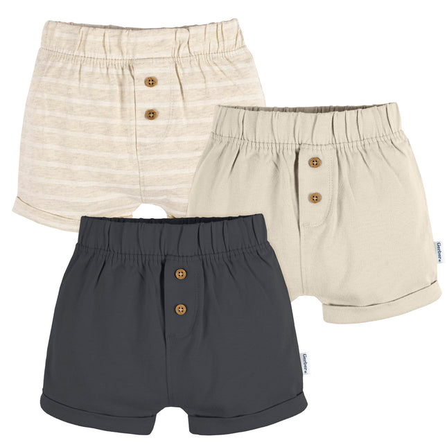 Gerber Baby 3-Pack Knit Shorts, Multicolor, Newbor