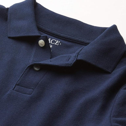 The Children's Place Boys Uniform Long Sleeve Pique Polo, Nautico 2-Pack, X-Small