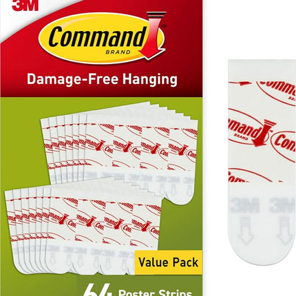 Command Small White Poster Strips, Indoor Use, 64 strips (PH024-64NA)