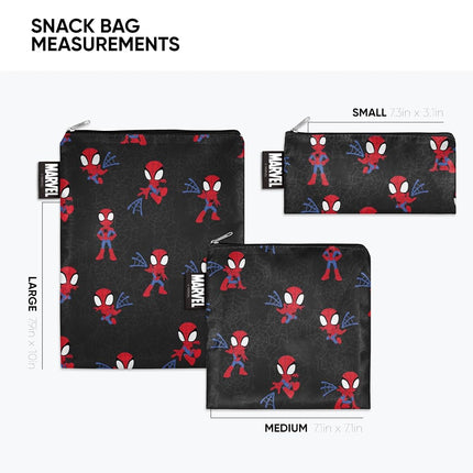 Simple Modern Reusable Snack & Sandwich Bags | 3 Pack Kids | Marvel Spidey