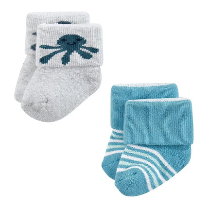 Hudson Baby Calcetines de bebé de algodón rico para recién nacida y rizo, criaturas marinas, paquete de 12, 6-12 meses
