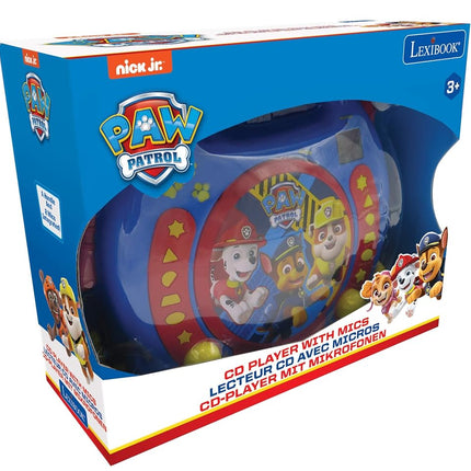 Lexibook Paw Patrol Chase Marshall, Karaoke CD Player with 2 Microphones, Programming Function, Headphones Jack, for Kids, with Power Supply or Batteries, Blue/Red, RCDK100PA