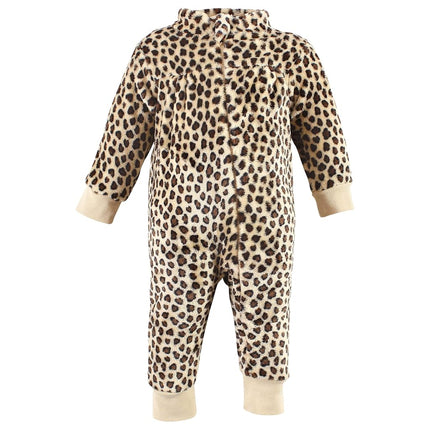 Mamelucos de felpa Hudson Baby para bebé-niñas, Leopardo Rosa Rojo, 6-9 meses