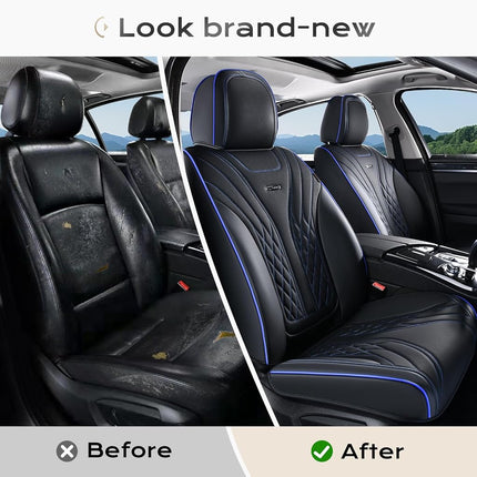 Coverado Car Seat Covers Full Set, 5 Seats Front Seat Cover and Back Seat Covers for Cars, Automotive Seat Covers Nappa Leather Waterproof Seat Covers, Car Seat Protectors Universal for Cars
