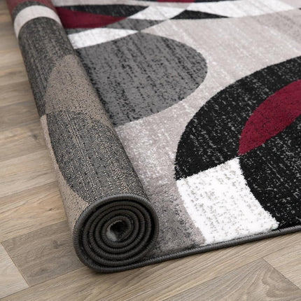 Rugshop Contemporary Modern Circles Abstract Area Rug, 2' x 3', Red