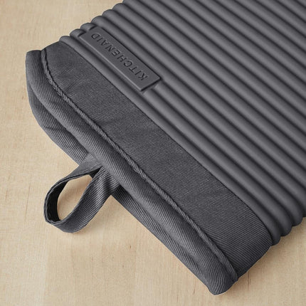 KitchenAid Ribbed Soft Silicone Oven Mitt Set, Charcoal Grey 2 Count