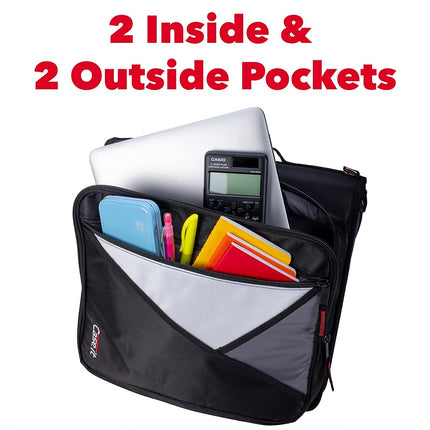 Case-it The Universal Zipper Binder - 2 Inch O-Rings - Padded Pocket that Holds up to 13 Inch Laptop/Tablet - Multiple Pockets - 400 Page Capacity - Comes with Shoulder Strap - Mint Blue LT-007