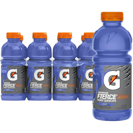 Gatorade Thirst Quencher Sports Drink Bottles - Fierce Grape - 20 oz - Electrolytes for Rehydration (Pack of 12)