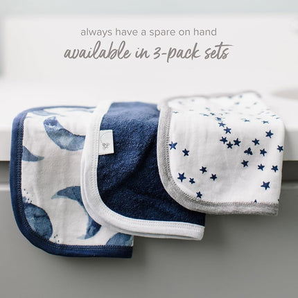 Burt's Bees Baby Toddler Wash Cloths 100% Organic Cotton Soft and Super Absorbent Knitted Terry Cloth and Woven Terry Wash Cloths 3 Pack