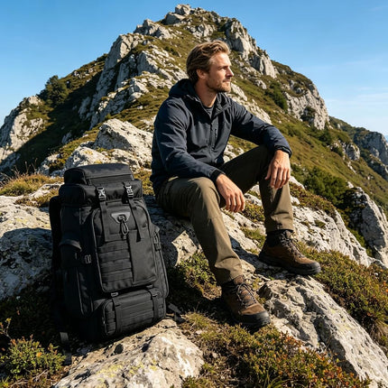 Ogetok 80L Hiking Backpack Camping Rucksack, 80 liters Large Capacity Outdoor Knapsack Travel Climbing Mountaineering Carry On Backpack Bag, Trekking Backpacking for Men Women, Black