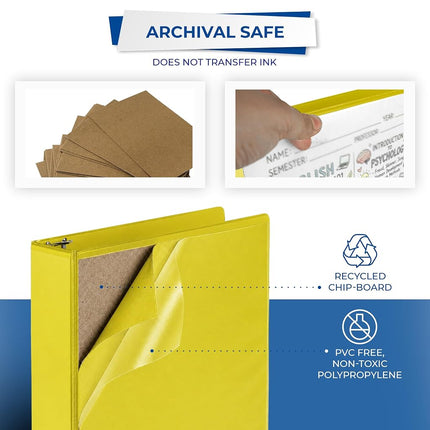 Samsill Durable 2 inch 3 Ring Binder, Made in USA, D Ring Binder, FSC 100% Recycled Chipboard, Yellow, 12 Pack