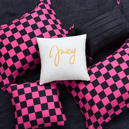 Juicy Couture Comforter Set, Polyester, Black/Hot Pink, King