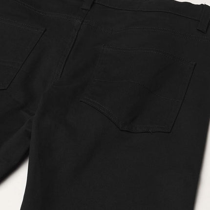 Nautica Boys' School Uniform Twill Chino Khaki Pants, Flat Front, Comfortable Waistband with Zip Closure & Stretch, Black 5-Pocket, 8 Husky