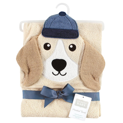 Hudson Baby Unisex Baby Cotton Animal Face Hooded Towel, Baseball Dog, One Size