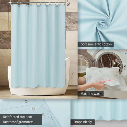 ALYVIA SPRING Extra Long Waterproof Fabric Shower Curtain Liner Blue, 72x84