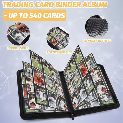 Foalgo Trading Card Binder, Card Collection Binder Album Folder with 540 Side Loading Pockets, 9 Pocket Trading Card Album Folder for TGC,MTG, Baseball Cards, Yugioh(Red)
