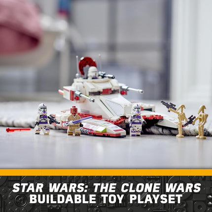 LEGO Star Wars Republic Fighter Tank Building Toy, The Clone Wars Kids Toy with 4 Character Minifigures Including Mace Windu, and 2 Battle Droid Figures for 7 Plus Year Old Boys, Girls & Fans 75342