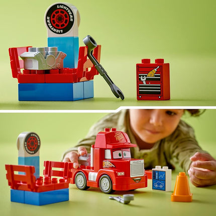 LEGO DUPLO Disney and Pixar’s Cars Mack at the Race Set, Truck Building Toy for 2 Plus Year Old Toddlers, Boys & Girls, Buildable Red Hauler from the Film, Birthday Gift Idea 10417