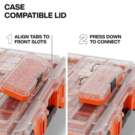 Klein Tools 54400MBX MODbox Tall Compartment Box, Full-Width Tool Organizer, Small Parts Tool Box with 20 Compartments, 9 Removable Bins for Fasteners, Stackable Module