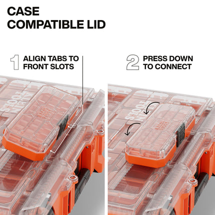Klein Tools 54400MBX MODbox Tall Compartment Box, Full-Width Tool Organizer, Small Parts Tool Box with 20 Compartments, 9 Removable Bins for Fasteners, Stackable Module