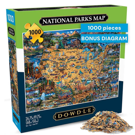 Buffalo Games - Dowdle - National Parks Map - 1000 Piece Jigsaw Puzzle for Adults Challenging Puzzle Perfect for Game Nights