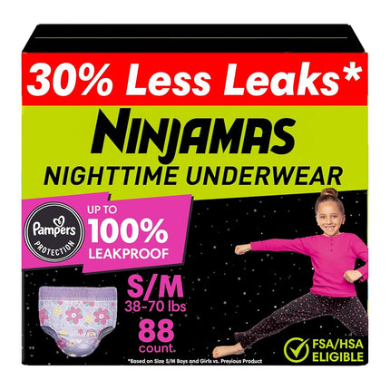 Ninjamas Nighttime Bedwetting Underwear Girl Size 