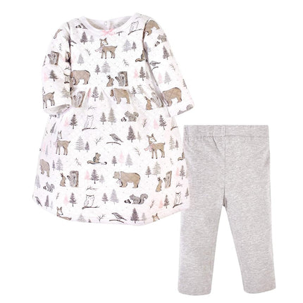 Vestido y leggings de algodón acolchado Hudson Baby Unisex, diseño de bosque invernal, de 9 a 12 meses
