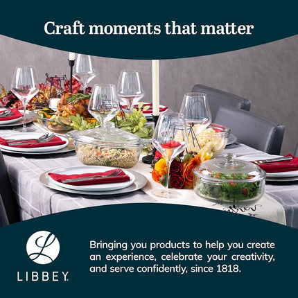 Libbey Baker's Basics Glass Casserole Dish with Cover Tableware 96 oz 3-Quart Dish w/Cover