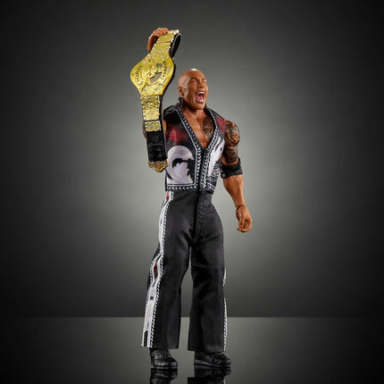 Mattel WWE Ultimate Edition Action Figure & Accessories, 6-inch The Rock Collectible Set, Swappable Heads & Hands, 30 Articulation Points